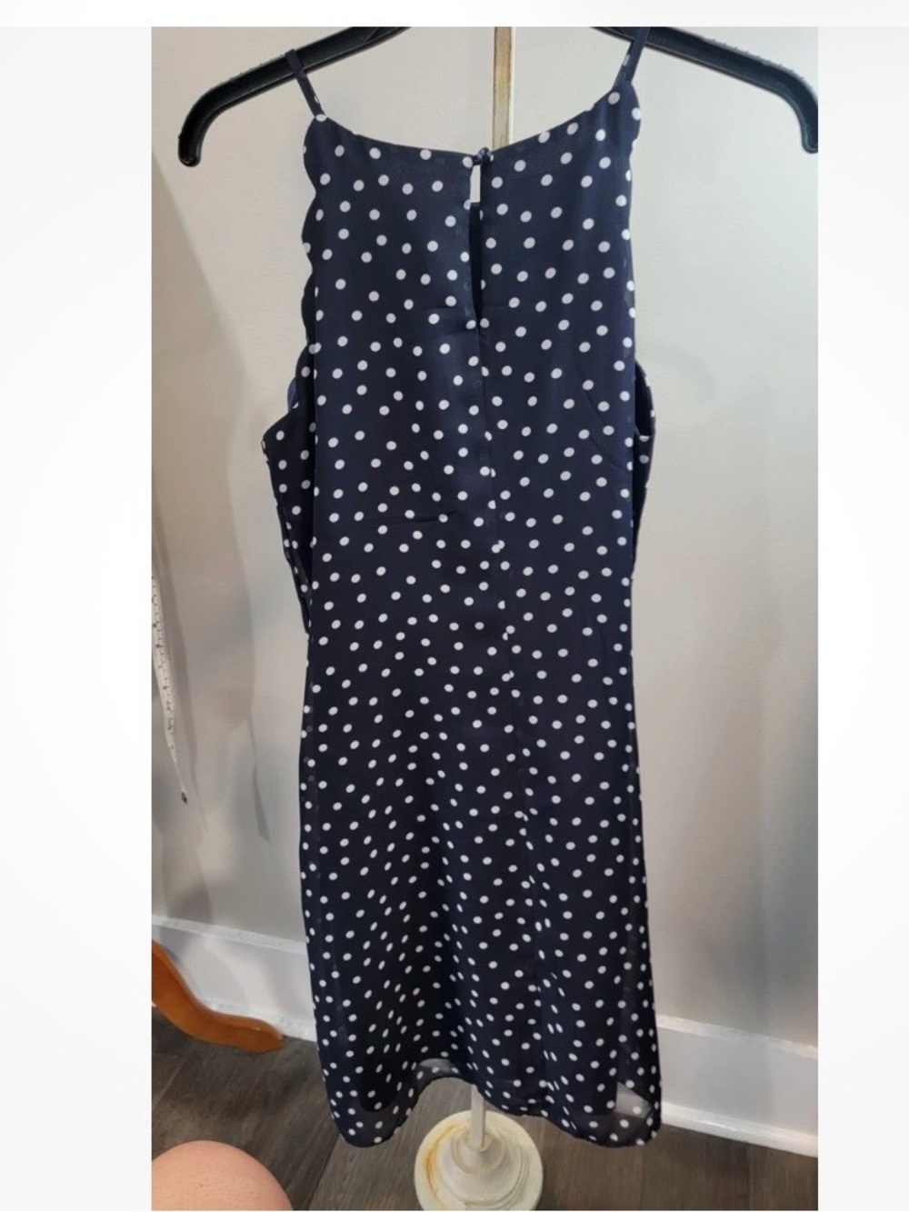 by & by Navy and White Polka Dot Midi Dress